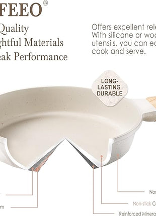 Non Stick Frying Pans - Granite Frying Pan Set Nonstick Frying Pan with Lid Egg Pan Omelette Pans for Cooking Pan Set, Kitchen Skillet Set Induction Cookware Chef's Pan Gift, 8", 9.5" &11"