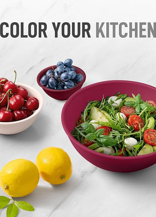 Zulay Kitchen 12 Piece Plastic Mixing Bowls with Leak-Proof Lids Set - Microwave and Freezer Safe Kitchen Mixing Bowls for Preparing, Serving and Storing - Large Nesting Bowls (Red Ombre)