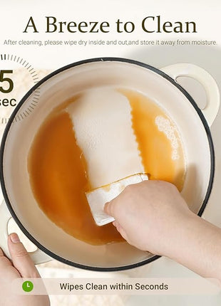 Overmont Enameled Cast Iron Dutch Oven - 4.5QT Pot with Lid Cookbook & Cotton Potholders - Heavy-Duty Cookware for Braising, Stews, Roasting, Bread Baking Cream White