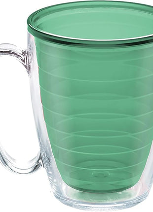 Tervis Clear & Colorful Tabletop Made in USA Double Walled Insulated Tumbler Travel Cup Keeps Drinks Cold & Hot, 16oz Mug, Mangrove Green