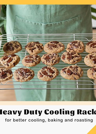 P&P CHEF Cooling Baking Rack Pack of 2, Stainless Steel Cooling Racks for Cooking Baking Roasting Grilling Drying, Dense Wires & Smooth Edge, Easy to clean, Silver, 15.3" x 11.25"