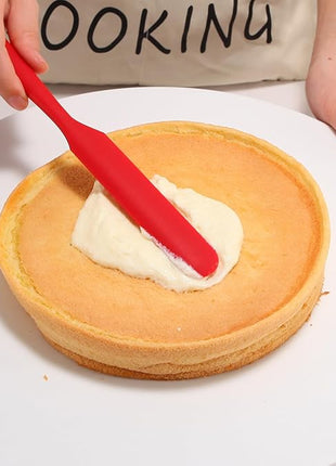 【5 Pack】Silicone Jar Spatula, Long Handle Jar Scraper Spurtle, Sourdough Spatula, Non-Stick Heat Resistant Cake Cream Spatulas Set, Small Spatulas for Kitchen Use