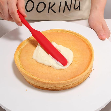 【3 Pack】Silicone Jar Spatula, Long Handle Jar Scraper Spurtle, Sourdough Spatula, Non-Stick Heat Resistant Cake Cream Spatulas Set, Small Spatulas for Kitchen Use