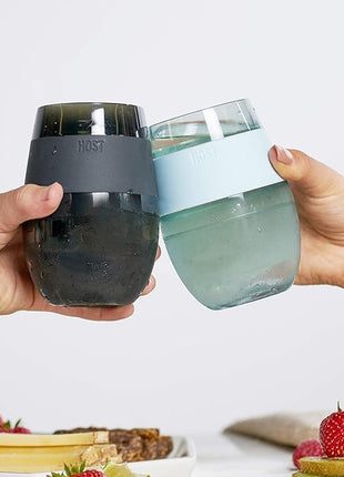 HOST Wine Freeze Cooling Cup, Plastic Double Wall Insulated Freezable Drink Chilling Tumbler with Freezing Gel Wine Glasses for Red and White Wine, Set of 1, 8.5 oz, Smoke