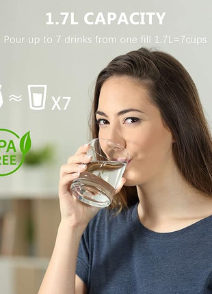 Evoloop 1.7L Electric Kettles, BPA Free Tea Kettle, Hot Water Boiler Heater, Stainless Steel Teapot, Auto Shut-Off & Boil-Dry Protection, 120V/1500W (Black)