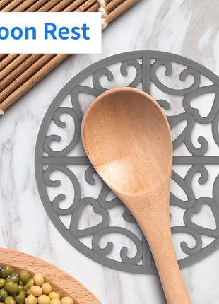 CHEFBEE 3PCS Silicone Trivet Mat - Flexible Non-Slip Heat Resistant Modern Kitchen Teapot Trivets Set for Hot Dishes, Table, Countertop Gray