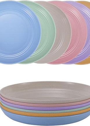 LuckyZone 7 Inches Small Unbreakable Wheat Straw Plates - Reusable Plate Sets of 6 - Dishwasher & Microwave Safe - Healthy, BPA Free & Eco-Friendly (7 Inches/6Color)