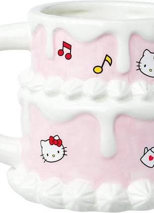 Silver Buffalo Sanrio Hello Kitty Cake Ceramic 3D Sculpted Mug, 20 Ounces