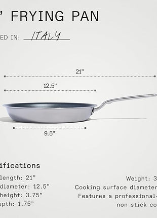 Made In Cookware - ProCoat 12" Non Stick Frying Pan (Graphite) - 5 Ply Stainless Clad Nonstick - Professional Cookware - Crafted in Italy - Induction Compatible
