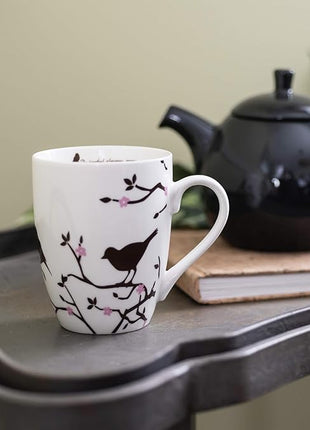 Divinity Boutique Inspirational Ceramic, Brown Birds on White Mug, 1 Theses. 5:16-17, The Joyful Always Pray, Multicolor, One Size,12 fluid ounce