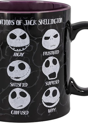 Silver Buffalo Disney Tim Burton's Nightmare Before Christmas Jack Skellington Emotions Ceramic Mug, 20 Ounces