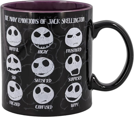 Silver Buffalo Disney Tim Burton's Nightmare Before Christmas Jack Skellington Emotions Ceramic Mug, 20 Ounces