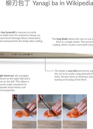 JapanBargain 1560, Extra Long Sushi Sashimi Knife Japaneses High Carbon Stainless Steel Sushi Chef Yanagiba Knife, Made in Japan, 11.75 inch Long