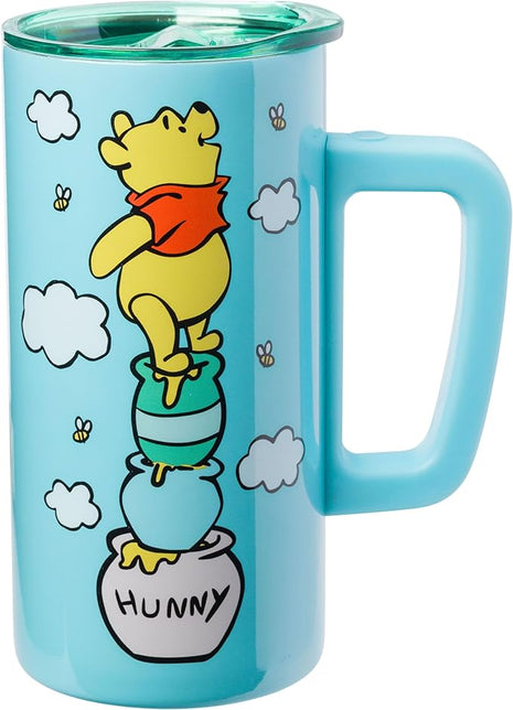 Silver Buffalo Disney Winnie the Pooh Hunny Double Wall Stainless Steel Travel Mug With Handle, 15 Ounces