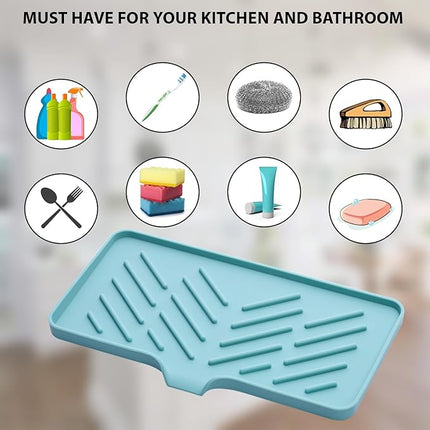 1 Pc Light Green Silicone Sponge Holder - Sink Tray for Soap and Sponge Organization