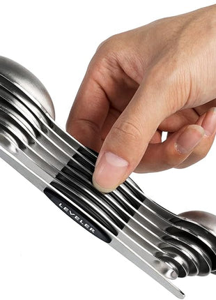 Magnetic Measuring Spoons Set Stainless Steel Dual Sided Stackable Teaspoon Tablespoon for Measuring Dry and Liquid Ingredients