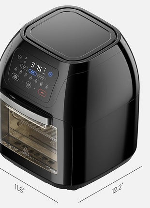 CHEFMAN Multifunctional Digital Air Fryer+ Rotisserie, Dehydrator, Convection Oven, 17 Touch Screen Presets Fry, Roast, Dehydrate, Bake, XL 10L Family Size, Auto Shutoff, Large Easy-View Window, Black
