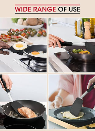 Unicook 2 Pack Flexible Silicone Spatula, Turner, 600F Heat Resistant, Ideal for Flipping Eggs, Burgers, Crepes and More, Black