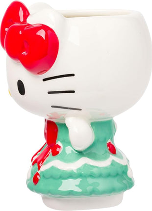 Silver Buffalo Sanrio Hello Kitty Holiday Christmas Tree Dress 3D Sculpted Ceramic Mug, 20 Ounces