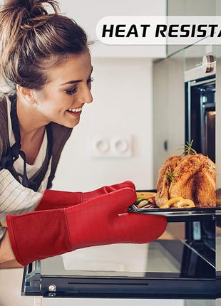 HOMWE Silicone Oven Mitts and Pot Holders for Kitchen & Baking - Set of 4 Heat-Resistant, Heavy-Duty Cooking Mittens w/Non-Slip, Textured Grip