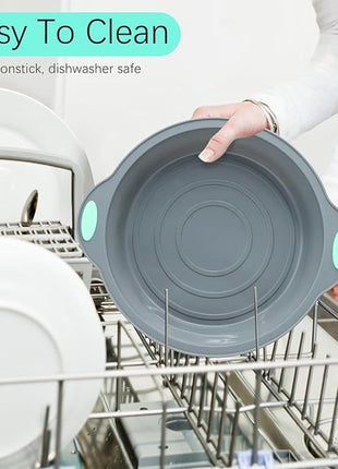 To encounter 9 Inch Silicone Round Cake Pans, 2 Pack Nonstick Silicone Baking Pans Set, Food Grade Cake Molds, with Metal Reinforced Frame More Strength