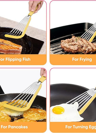 Nonstick Fish Spatula,Maywe Tanso Thin Slotted Spatulas Turner Silicone Fish Spatulas for Nonstick Cookware,High Heat Resistant BPA Free Cooking Utensils,Ideal for Fish,Eggs,Pancakes