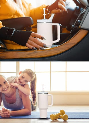 Silicone Spill Stopper Set Compatible with Stanley Cup 2.0 30oz & 40oz with Straw Cover (Set of 2, Rose Quartz)