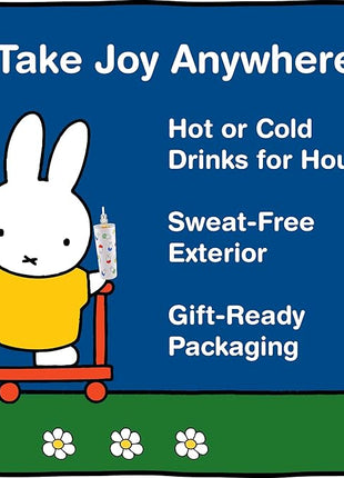 Dragon Glassware | Miffy 24 oz Vacuum Insulated Tumbler with Lid and Straw - Tumbler Cup with 2 Straws - Stainless Steel Tumbler with Straw Topper for Water, Iced Tea - Iconic