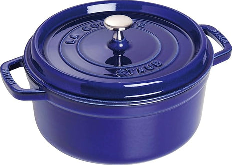 STAUB Cast Iron Roaster/Cocotte, Round, 5 L, Dark Blue, 26 cm