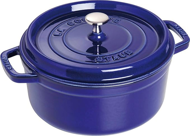 STAUB Cast Iron Roaster/Cocotte, Round, 5 L, Dark Blue, 26 cm