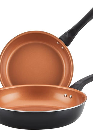 Farberware Glide Nonstick Frying Pan Set / Fry Pan Set / Skillet Set - 9.25 Inch and 11.25 Inch , Black