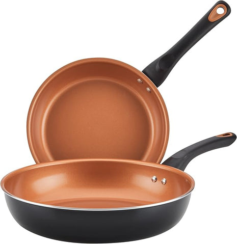 Farberware Glide Nonstick Frying Pan Set / Fry Pan Set / Skillet Set - 9.25 Inch and 11.25 Inch , Black