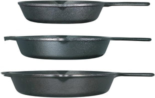 Lodge Seasoned Cast Iron 3 Skillet Bundle. 12 Inches and 10.25 Inches with 8 Inch Set of 3 Cast Iron Frying Pans