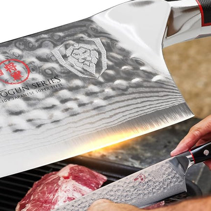 Dalstrong Chef Knife - 10.25 inch Blade - Shogun Series ELITE - Damascus - Japanese AUS-10V Super Steel - G10 Black Handle - Razor Sharp Kitchen Knife - Hammered Finish - Chef's Knife - Sheath