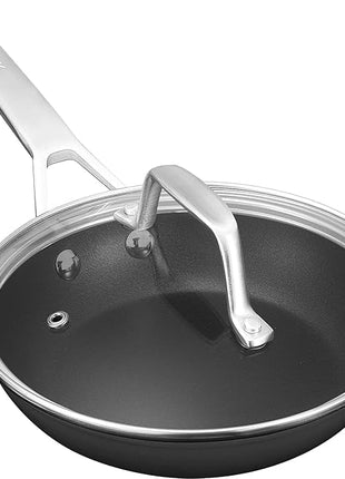 MsMk 8 inch Small Frying Pan with Lid, Burnt also Non stick Omelette pan, PFOA Free Non-Toxic, Scratch-resistant, for gas, electric and induction