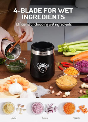 SHARDOR Electric Super Silent Blade Coffee Grinder, Timed Grind Control Rotary Knob, Adjustable Coarse to Fine for Coffee Beans, Spices & Herbs, with 2 Removable Stainless Steel Bowl, Black