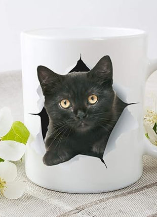 Funny Black Kitten Coffee Mug - Ceramic Funny Cat Mug - Perfect Cat Lover Gift - Cute Novelty Coffee Mug Present - Great Birthday or Christmas Surprise for Friend or Coworker, Men and Women (11oz)