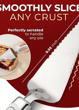 Orblue Pie Server, Essential Kitchen Tool, Serrated on Both Sides, Great for Right or Left Handed Chef, Stainless Steel Flatware , Cake Cutter,White