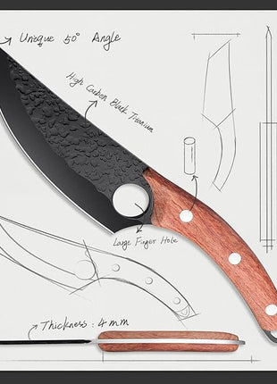 Original Huusk Knife Japan Kitchen Boning Chef Husk Knife for Everyday Use, Camping and BBQ - Premium Black Titanium Coated Blade with Sheath & Gift Box