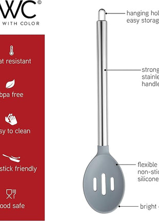 COOK WITH COLOR Silicone Cooking Utensils, Kitchen Utensil Set, Easy to Clean Silicone Kitchen Utensils, Cooking Utensils for Nonstick Cookware, Kitchen Gadgets Set, 5 Pieces, Red