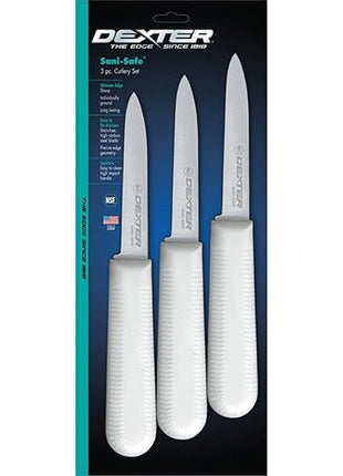 Dexter-Russell Sani-Safe 3¼" Paring Knives – 3 Pack, High Carbon Steel Blade, Slip-Resistant Handle, Professional Fruit & Vegetable Cutter, Chef Paring Tool for Precision Food Prep