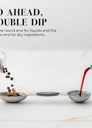 Stanless Steel Magnetic Measuring Spoons Set with Leveler - 8-Piece Heavy Duty Metal, Dual Sided, Stackable, BPA Free, Stainless Steel Measuring Spoons for Dry & Liquid Ingredient - Fits in Spice Jars