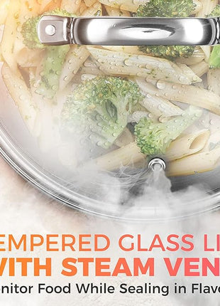 Mueller Pots and Pans Set 17-Piece, Ultra-Clad Pro Stainless Steel Cookware Set, Ergonomic EverCool Handle, Induction Cookware, Includes Saucepans, Skillets, Dutch Oven, Stockpot, Steamer For Cooking