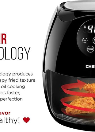 Chefman Digital 3.5 Quart Touch Screen Air Fryer Oven w/ Space Saving Flat Basket, Healthy Oil-Free Airfryer w/ 60 Minute Timer & Auto Shutoff, Dishwasher Safe Parts, BPA-Free, Black