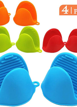 NEPAK 4 Pairs Silicone Cooking Pinch Grips Oven Mitts Potholder for Kitchen Cooking & Baking