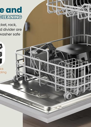 Nuwave Brio 10-in-1 Air Fryer, 6 QT Airfryer Capacity with Smart Probe, Roast Grill Bake for Fast Meals, One-Touch Digital Controls, Powerful 1800W Fryer, 100 Recipes, Removable Divider & Grill Pan