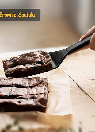 Silicone Spatula Set, 600°F Heat Resistant Silicone Spatula Turner Flipper for Cooking, Non Stick and Non Scratch Kitchen Utensils for Eggs & Pancakes, 4 Pack, Black