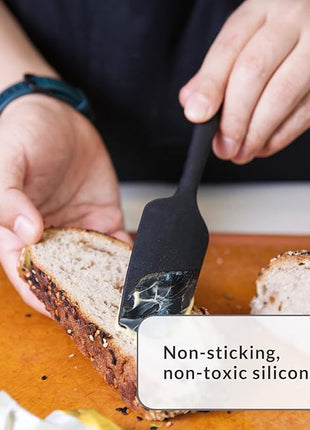 Elihome Chef Series 3 Piece Silicone Spatula Set - 600°F Heat Resistant Non Stick Rubber Kitchen Scraper Spatulas for Cooking, Baking, Mixing – BPA Free and LFGB Certified Silicone(Black)