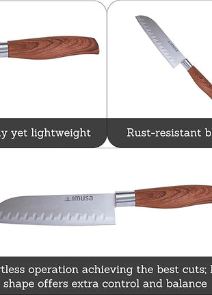 IMUSA 6in Chef WL Stainless Steel Santoku Knife with Wood Look Handle