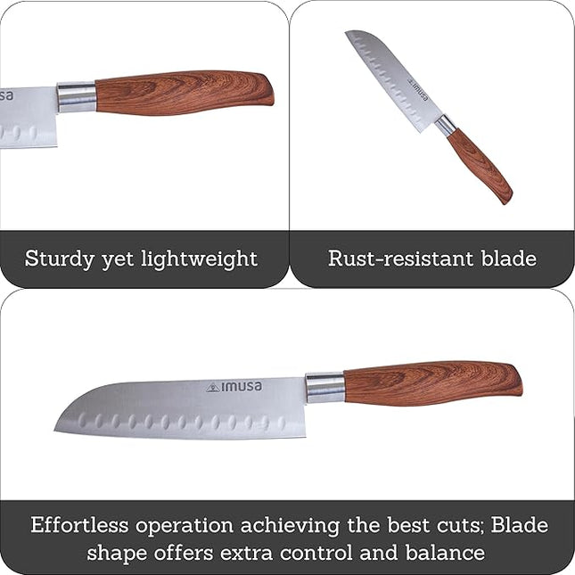IMUSA 6in Chef WL Stainless Steel Santoku Knife with Wood Look Handle